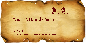 Mayr Nikodémia névjegykártya
